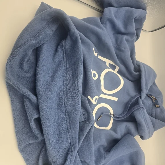 Polo Ralph Lauren 1992 Hoodie Medium Cotton-Blend Logo Fleece Pullover Blue - Picture 6 of 9